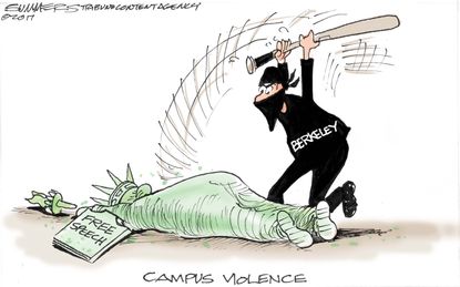 Editorial Cartoon U.S. UC Berkeley free speech protest college campus
