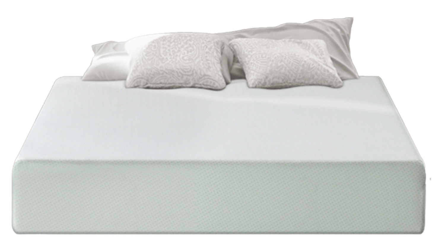 Best budget mattress: the Zinus Green Tea Memory Foam Mattress shown with white pillows on top