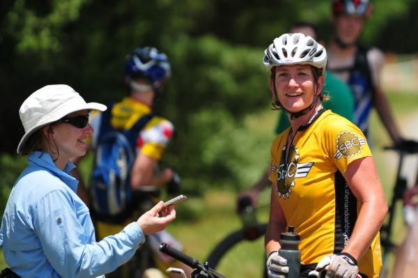 Sue Haywood (SBC) is interviewed after her race.