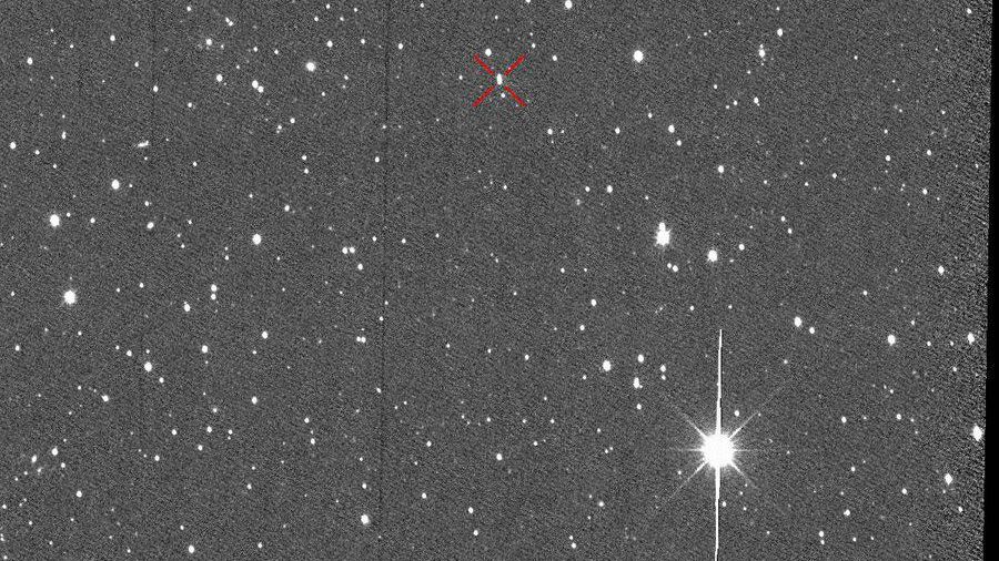 A still image showing China's Tianwen-1 Mars spacecraft as seen by the Hawaii-based asteroid survey ATLAS.