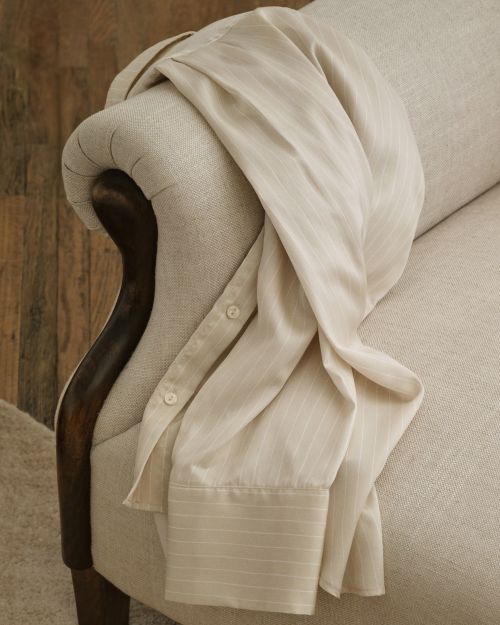 Lyocell Pyjamas in Pinstriped Light Beige