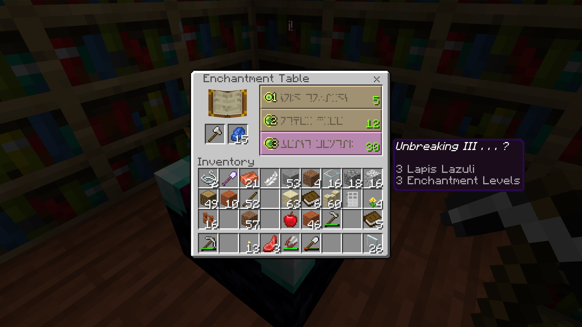 Minecraft enchant axes 