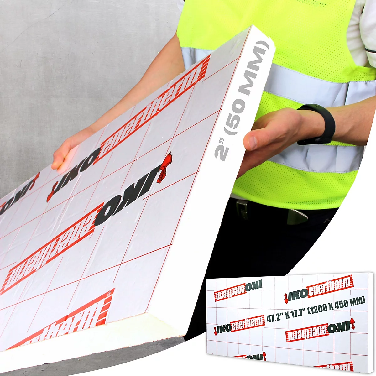 50mm PIR Insulation Board with Aluminium Foil Layer 1200 x 450mm