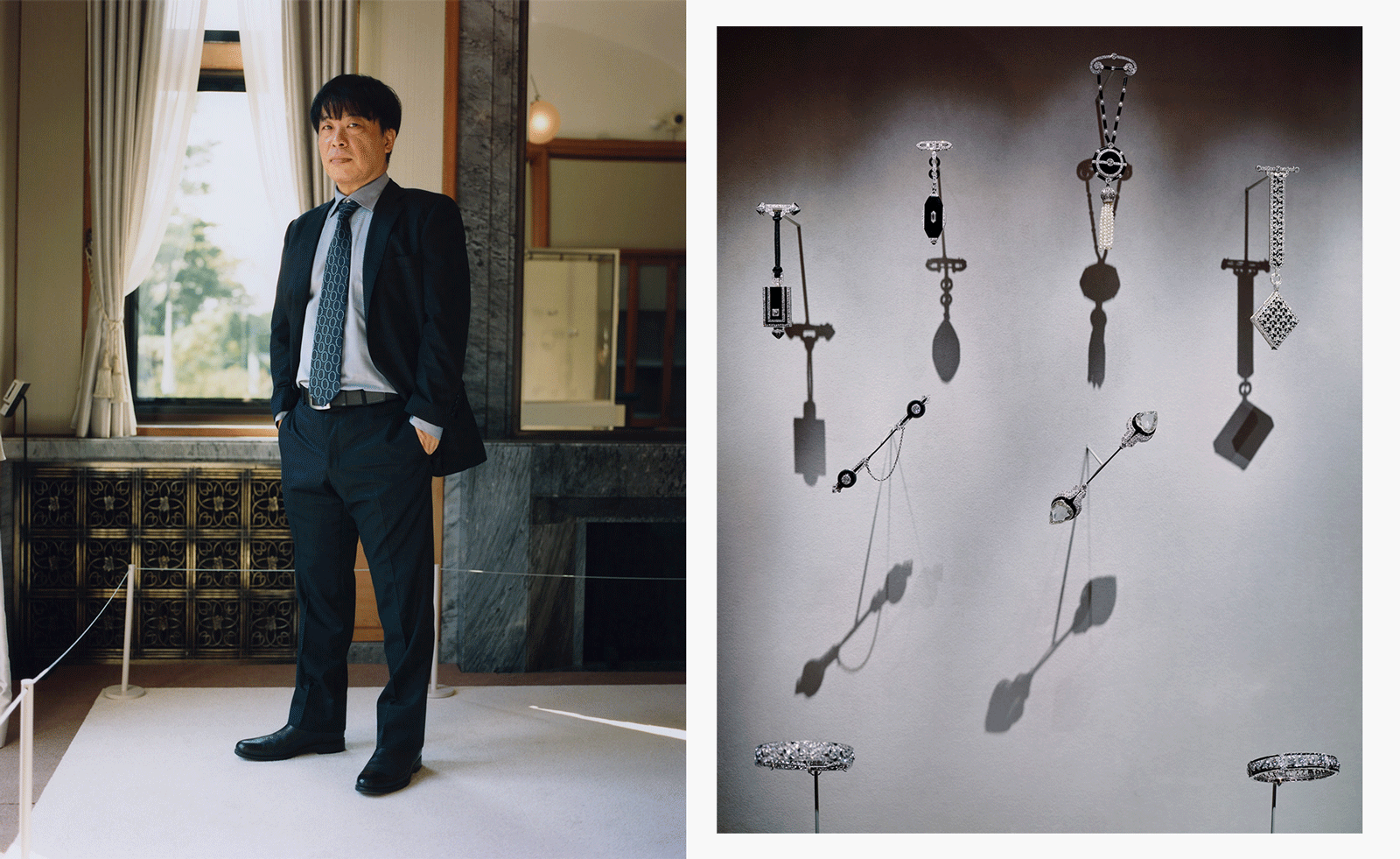 exhibition imagery of jewellery in cases