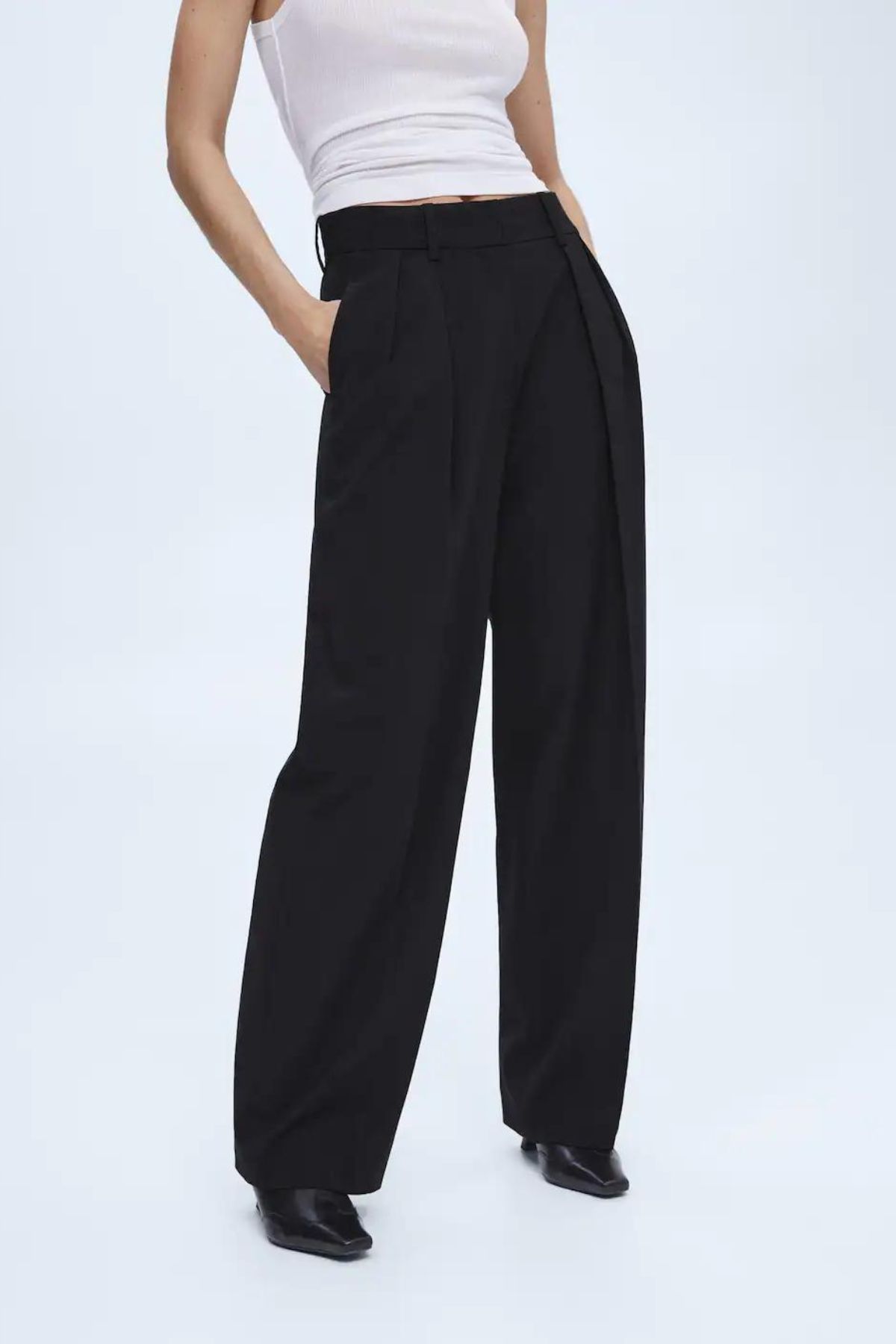 black wide leg trousers