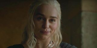 Daenerys Targaryen (Emilia Clarke) smirks on Game of Thrones