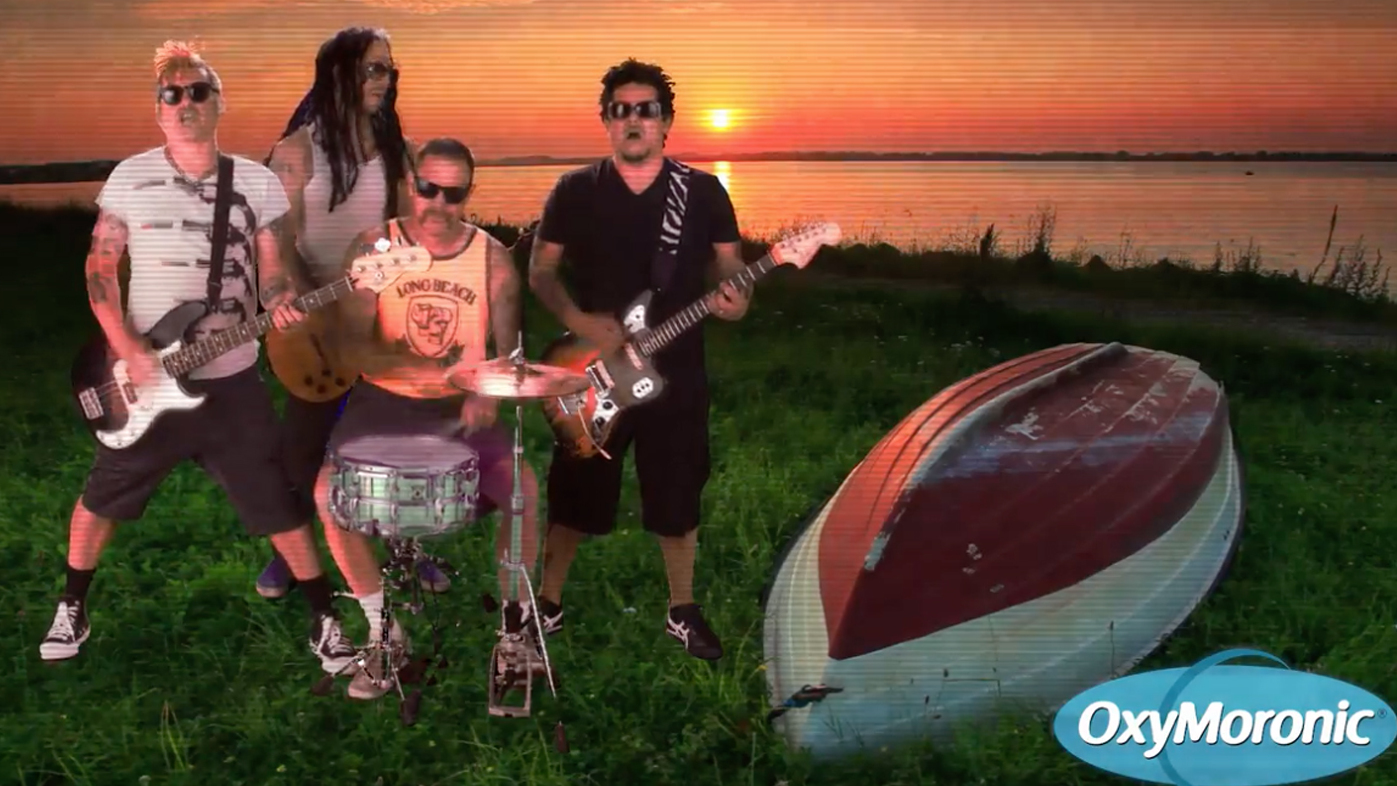 A still from NOFX&#039;s video for Oxy Moronic