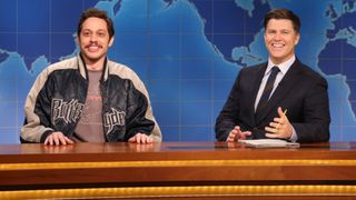 Pete Davidson and Colin Jost talking about their Staten Island Ferry on Weekend Update on Saturday Night Live.