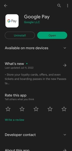"Old" Google Pay app