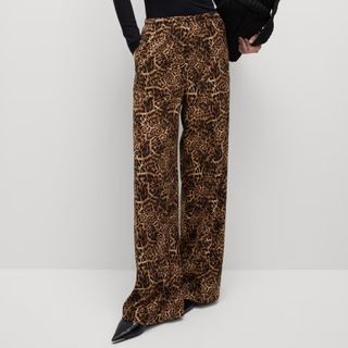 M&S Animal Print Wide Leg Trousers