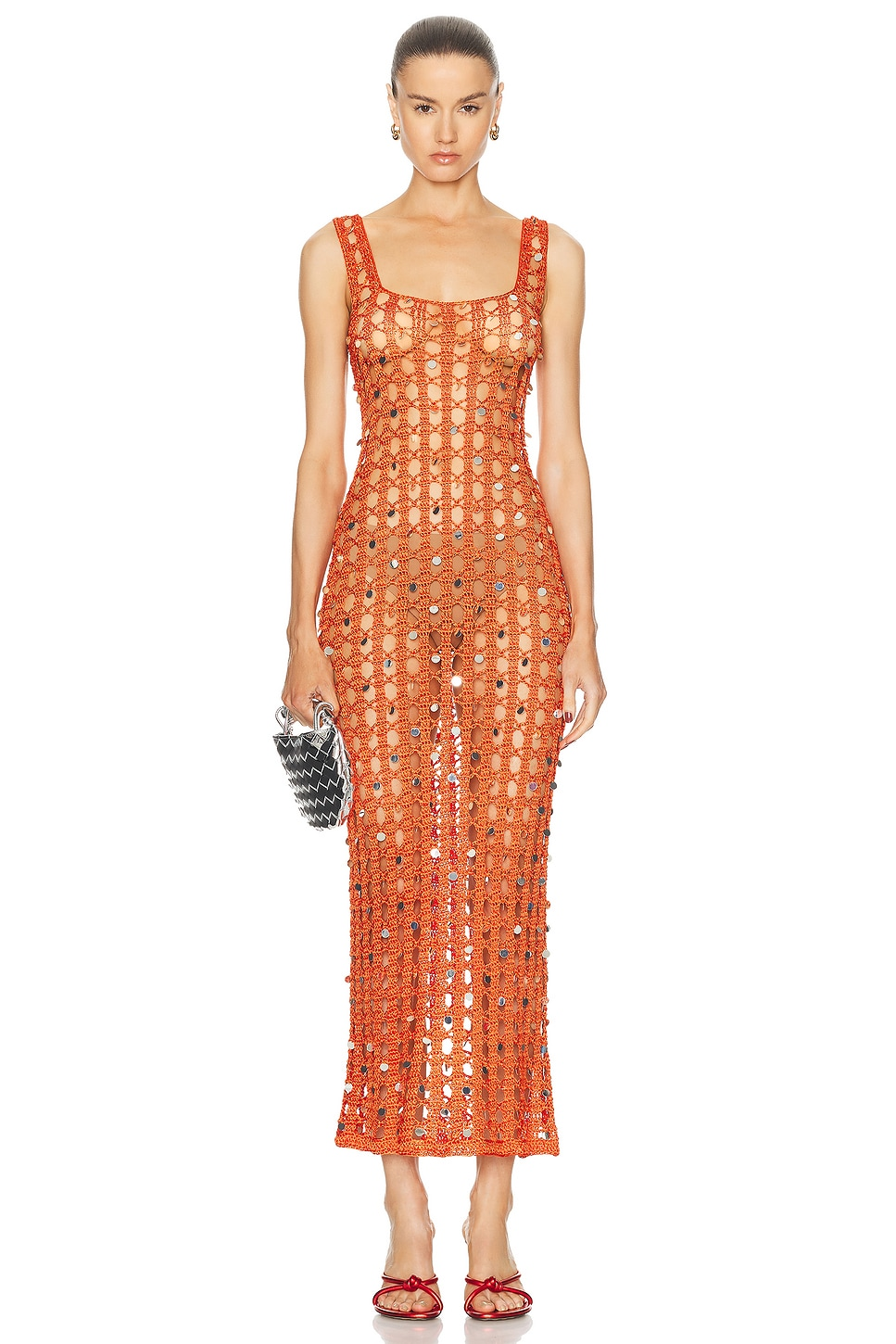 Calle Del Mar Square Neck Crochet Dress