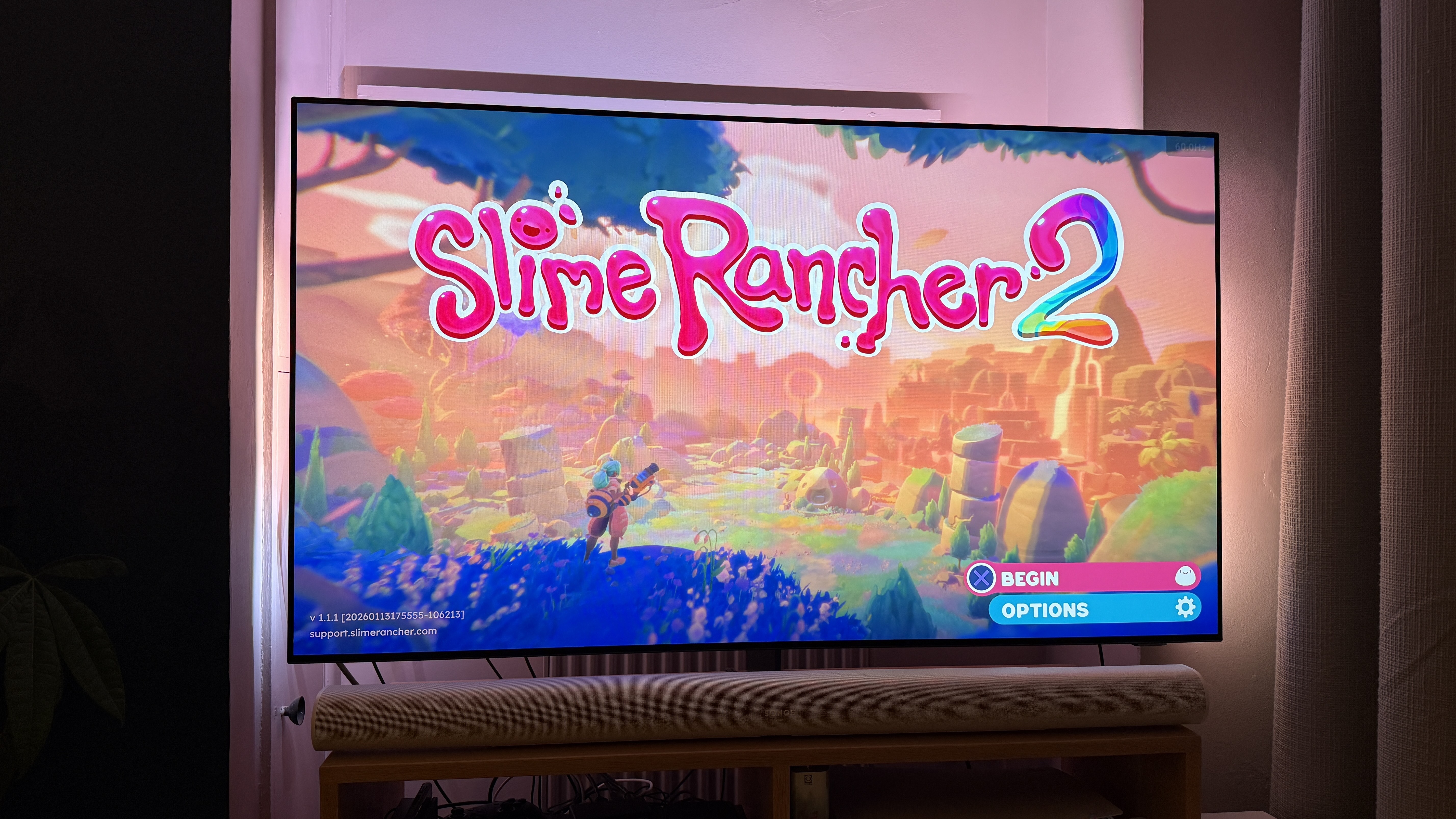 Slime Rancher 2 playing on a TV