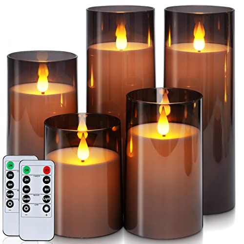 Flameless Candles (Set of 5, Gray)