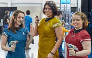 Fiona Agnew, 26; Nika Jablonski, 27; and Amy Longden, 26, showed their love of "Star Trek" at the "Star Trek": Mission New York convention in September 2016.