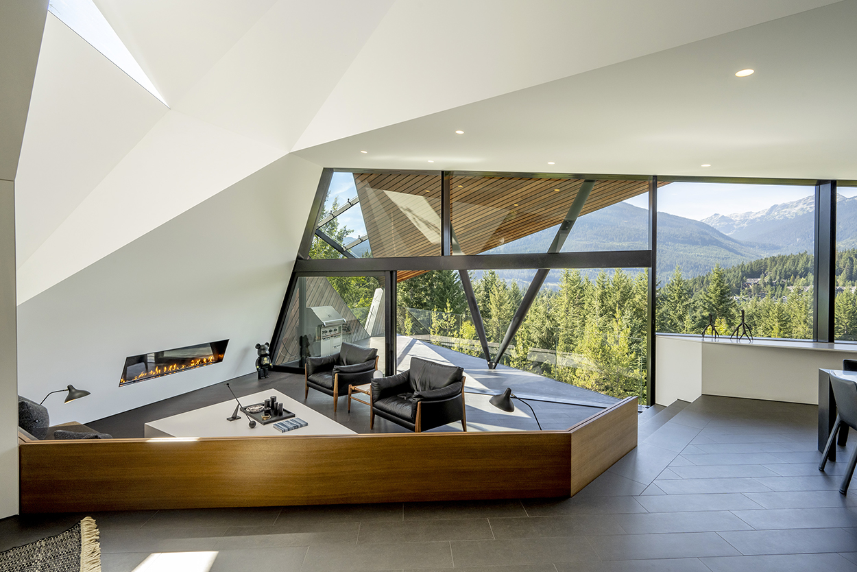 A living room in a ski chalet