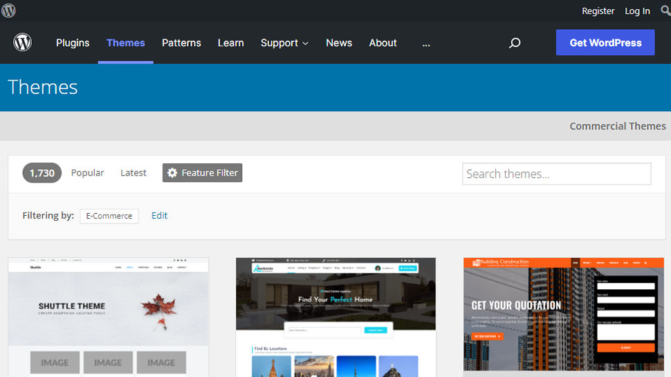 Tangkapan layar situs web untuk Direktori Tema WordPress