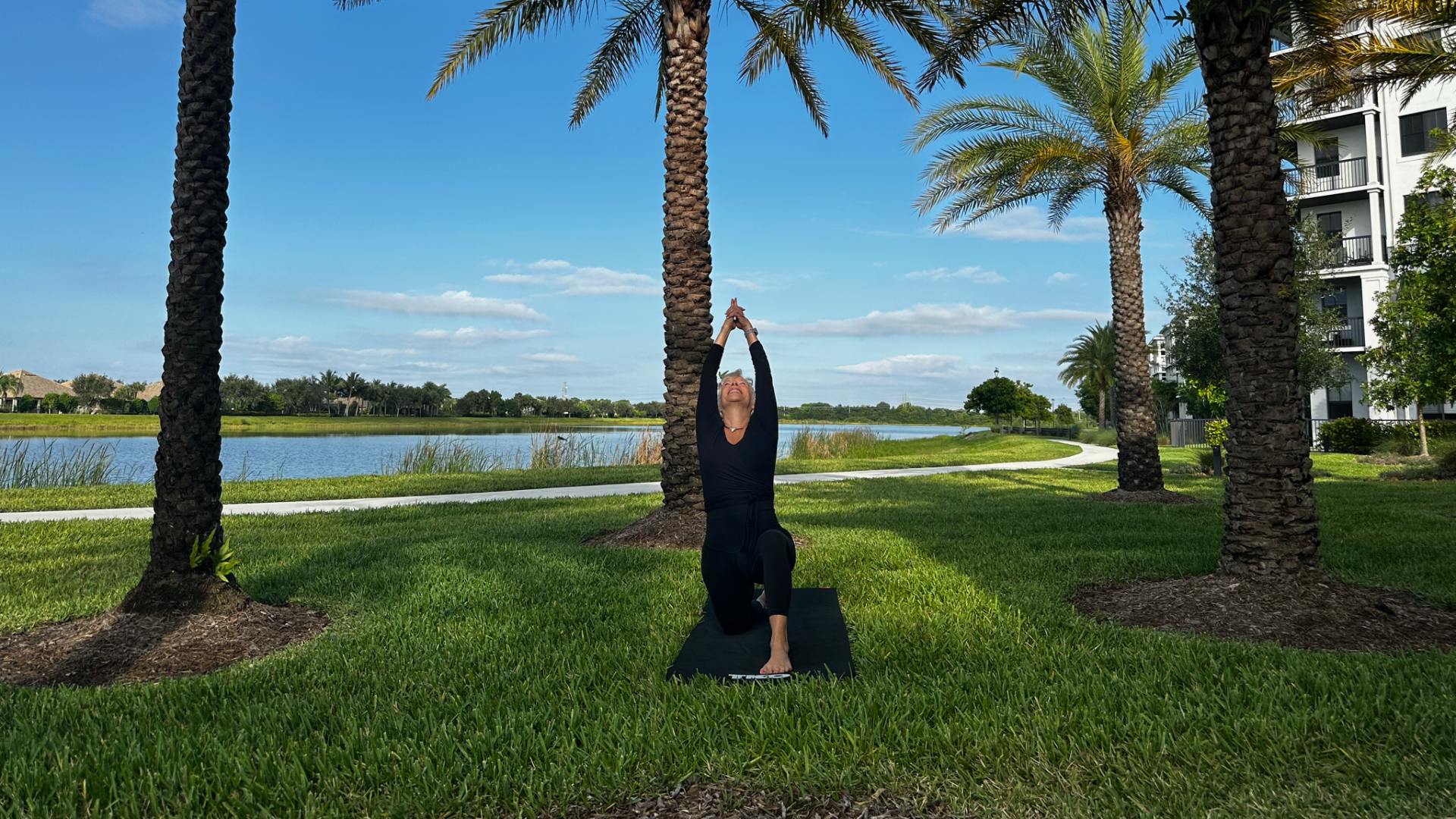 Woman does an outdoor yoga flow