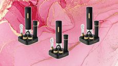ambiano electric wine set at aldi three on a marble red and gold background