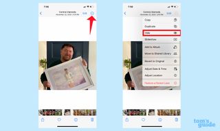 hide photos on your iphone select hide from the drop-down menu