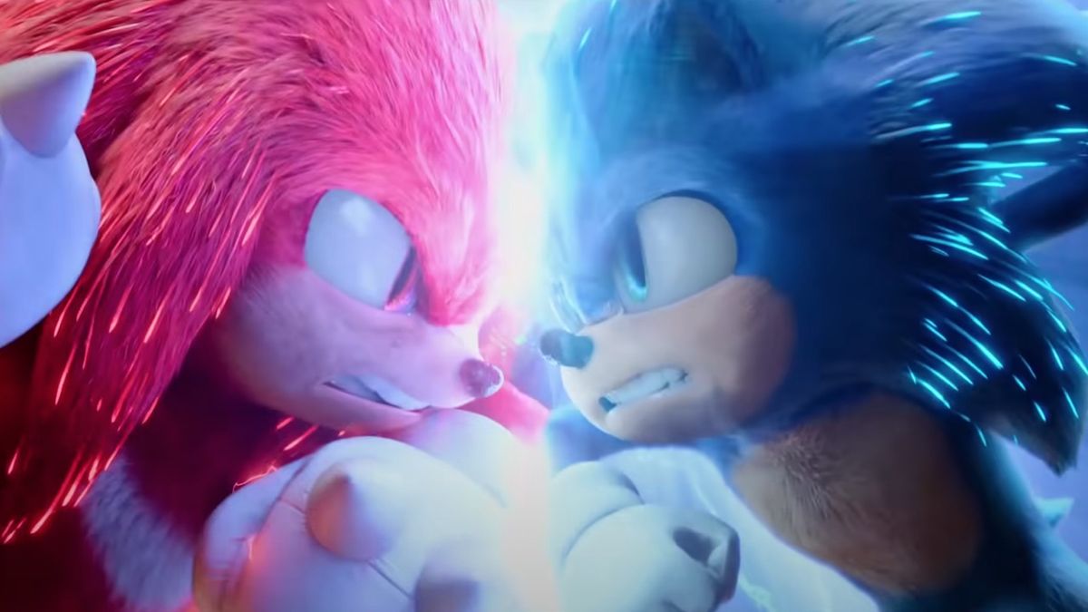 Sonic the Hedgehog fighting Knuckles