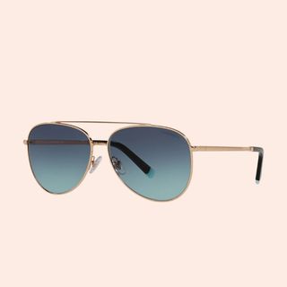 Flat lay image of blue aviators