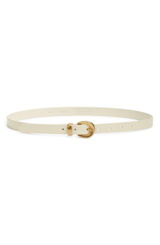 Chunky Buckle Leather Skinny Belt