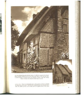 page of book of sloping roof house with exposed brick wall