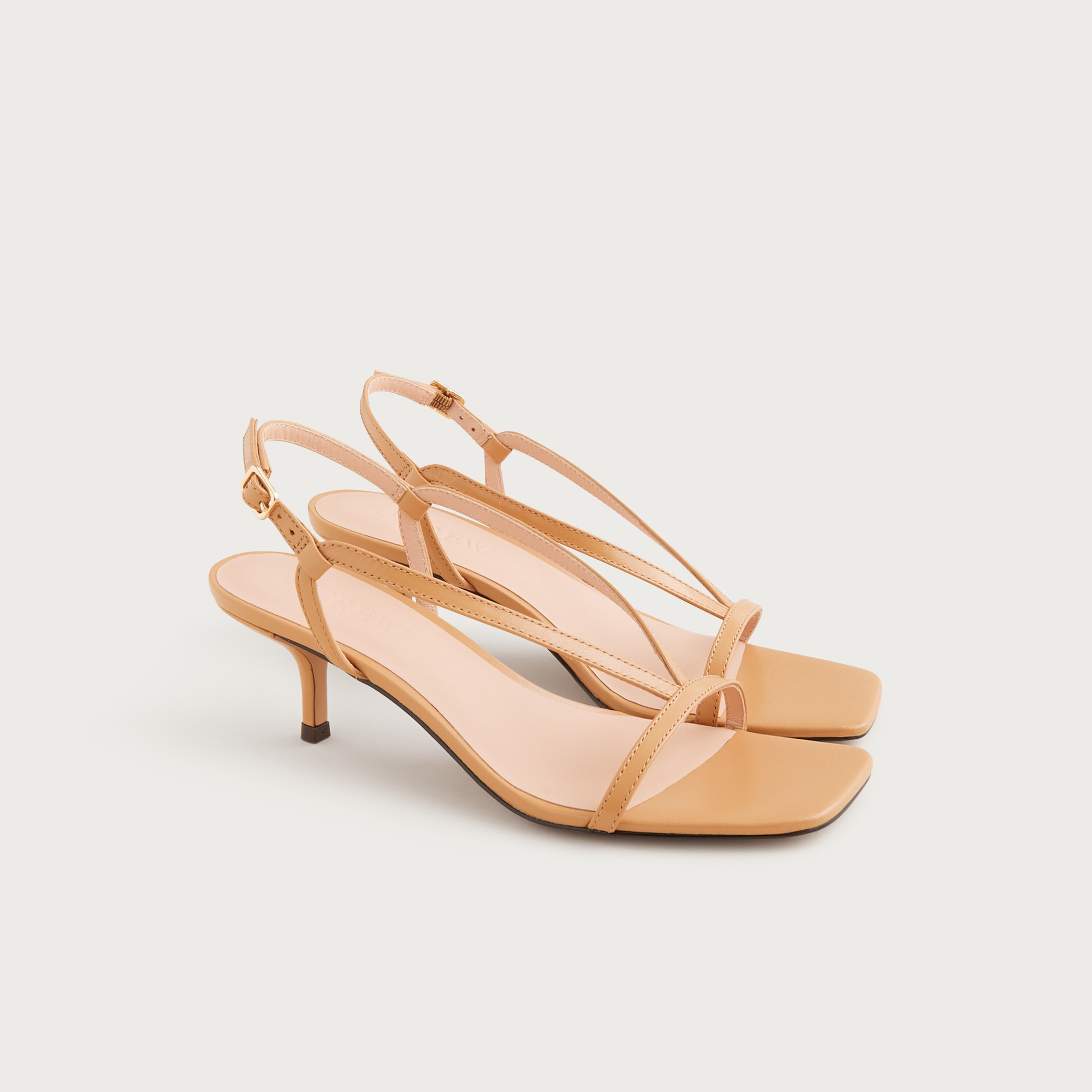 Krista Slingback Kitten-Heel Sandals in Leather