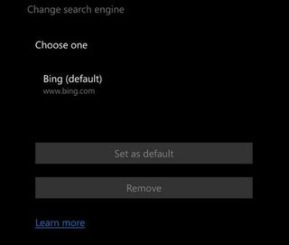 Windows 10 Mobile Edge default