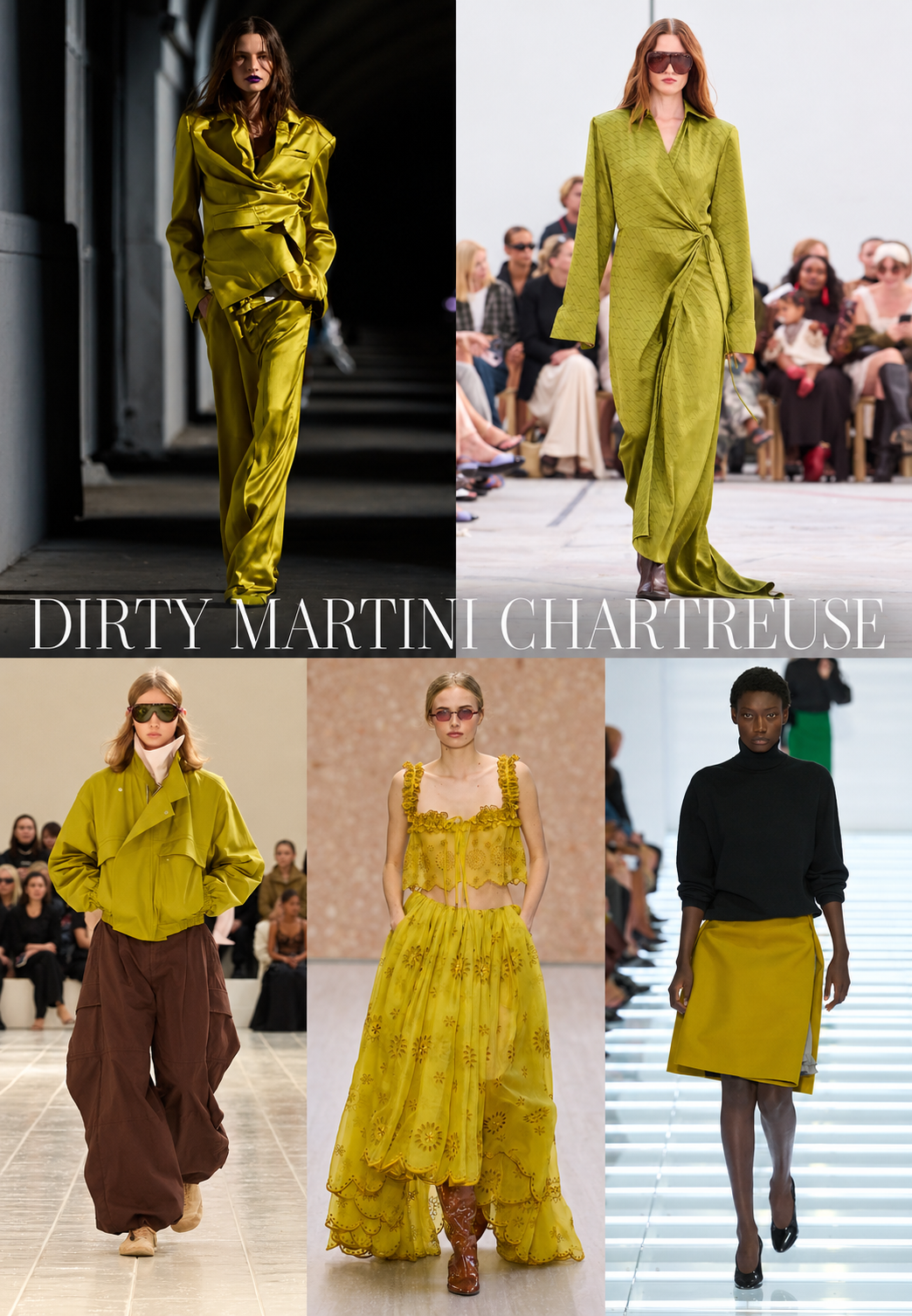 Photo collage of different color trends from the Spring Summer 2027 runway.