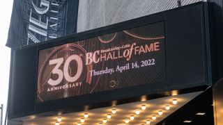 Signage on the Ziegfeld Ballroom marquee for the 2022 B+C Hall of Fame