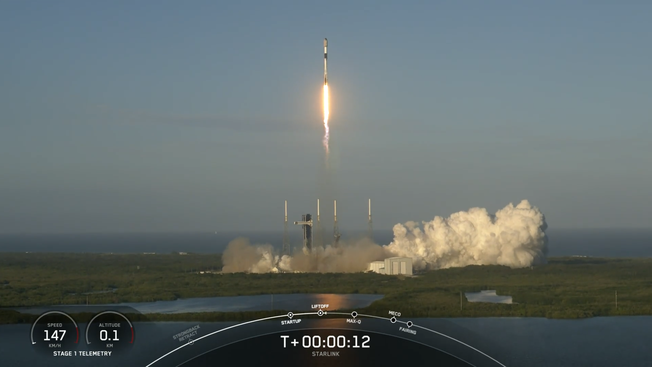A SpaceX Falcon 9 rocket launches 24 Starlink satellites into orbit from Cape Canaveral Space Force Station in Florida on Nov. 11, 2024.