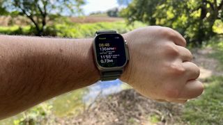Apple Watch Ultra in a running workout