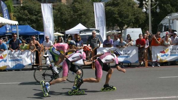 Basso races the in-line skaters
