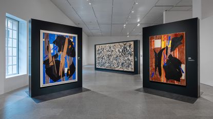 Two mid-career Krasners frame a classic Pollock