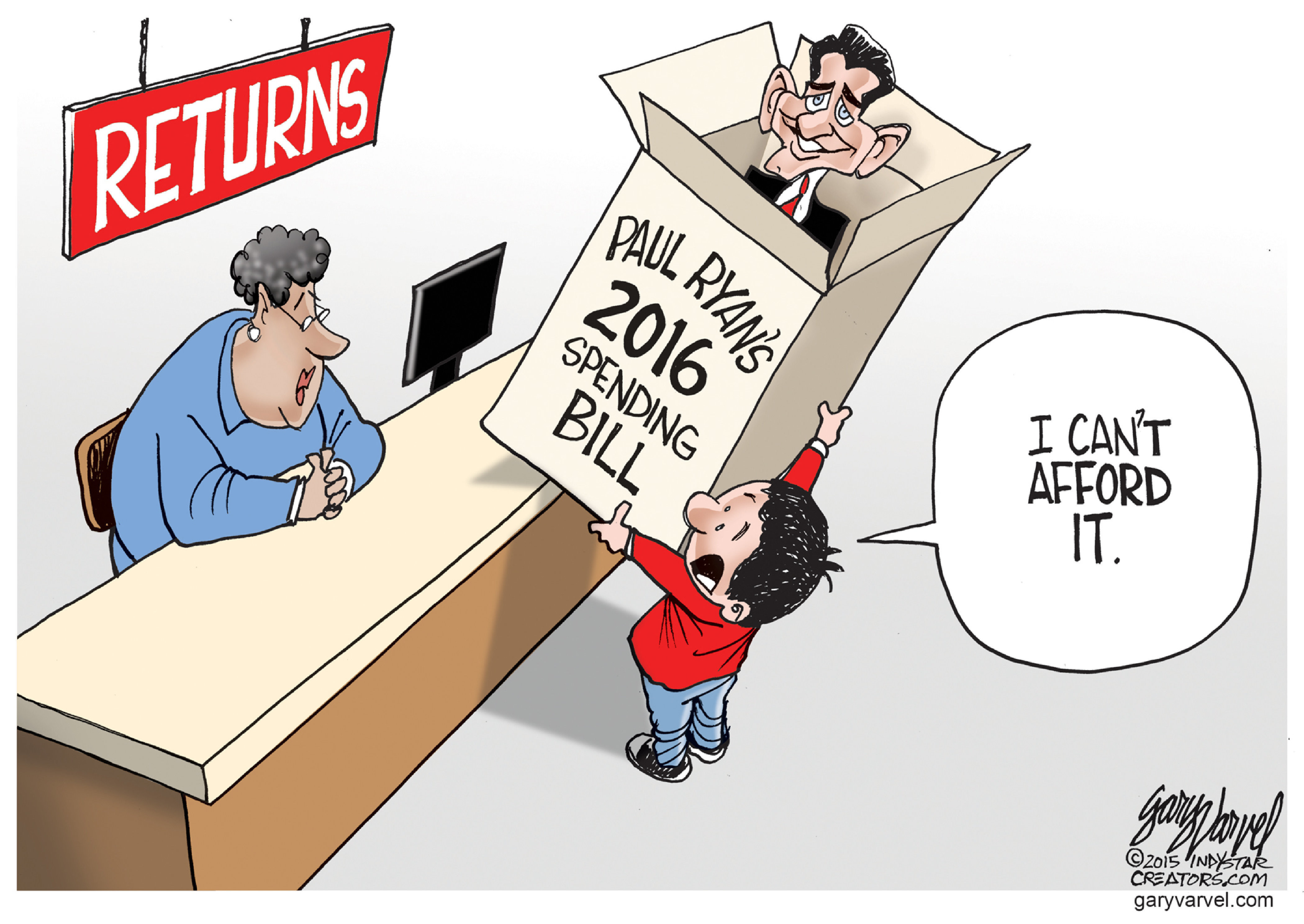 Political cartoon U.S. Paul Ryan Spending Bill