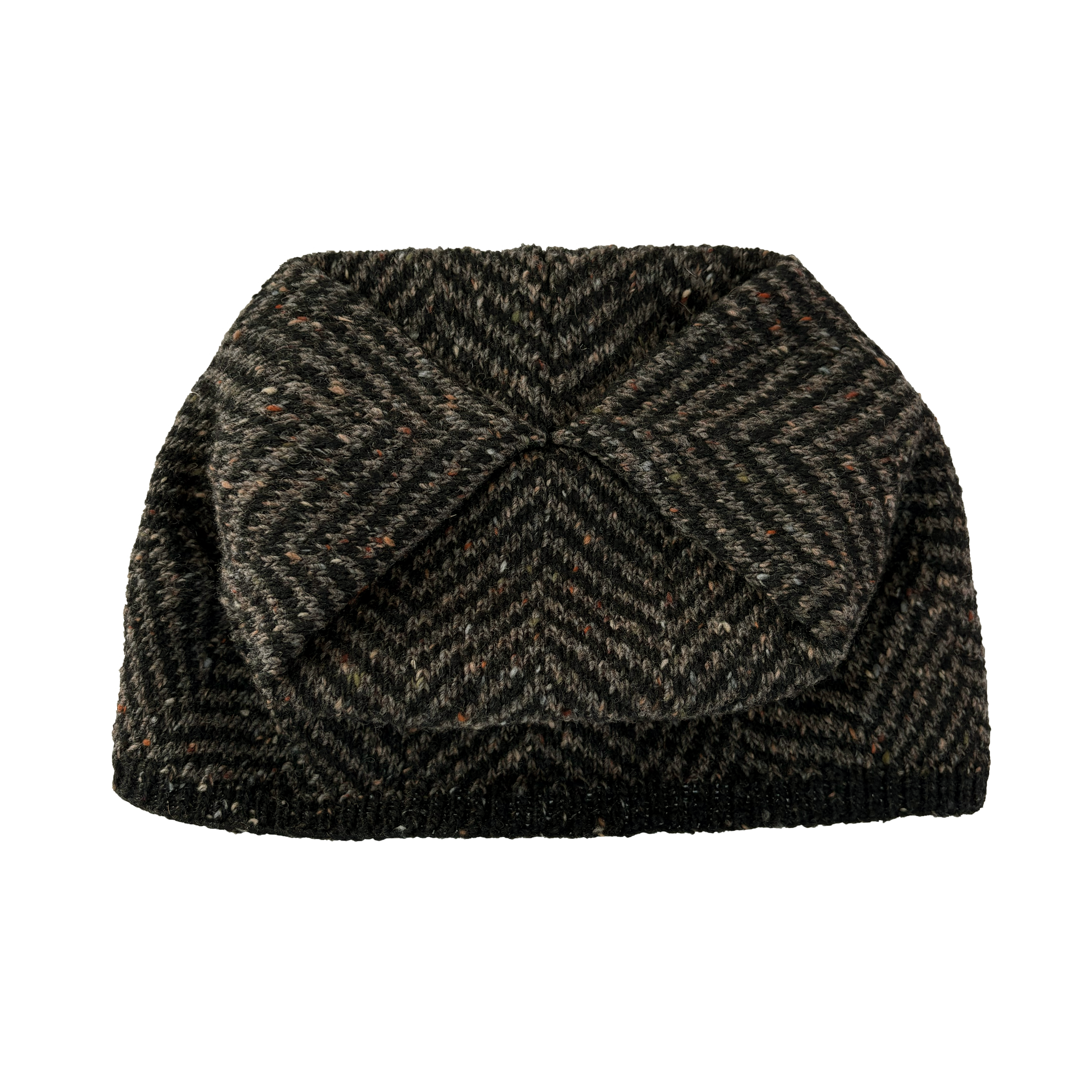 Herringbone Dumpling Hat - Black &amp;amp; Mud