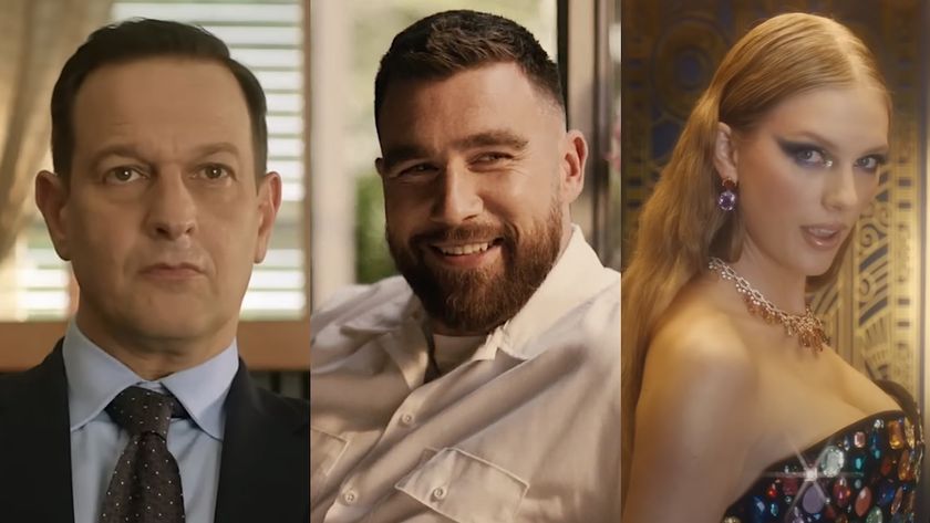 Josh Charles in Best Medicine/ Travis Kelce in Grotesquerie/ Taylor Swift in Bejeweled Music Video (side by side image) 