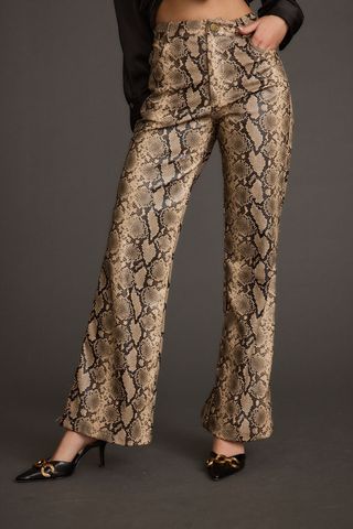 Viper Room Cream Snake Print Vegan Leather Pants