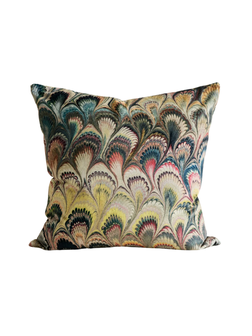 Pillow in Marbleized Velvet