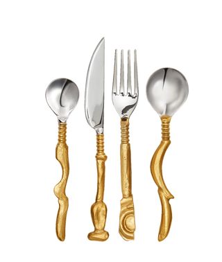 4-piece gold-plated flatware set