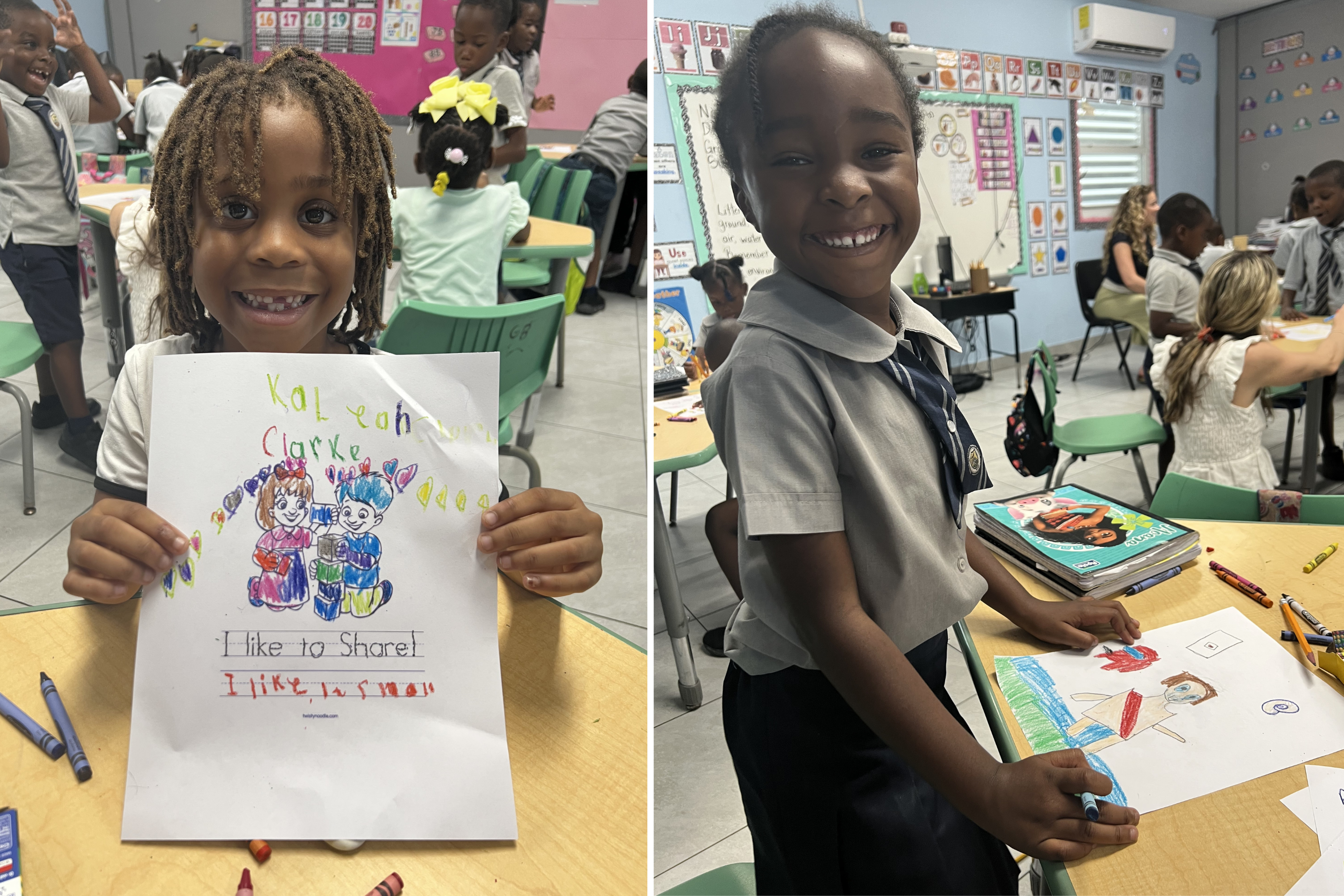 Two students in Turks and Caicos