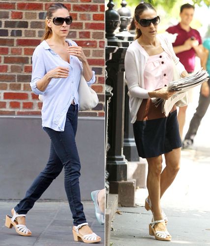 Sarah Jessica Parker wearing H&amp;M Swedish Hasbeens