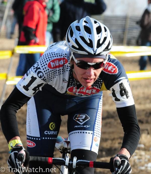 Nicole Duke (Hudz-Subaru) descending with caution.