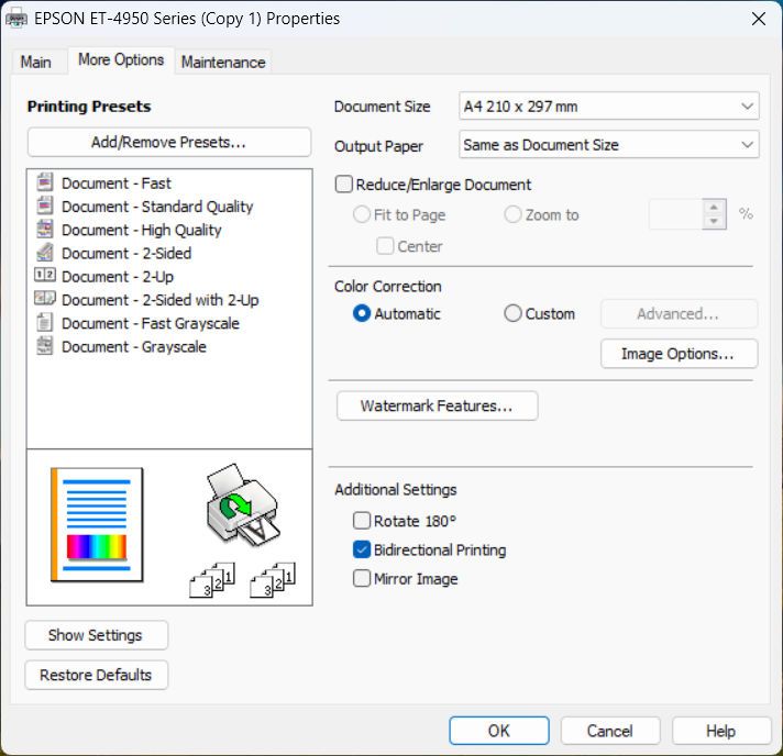 Epson EcoTank ET-4950 inkjet printer