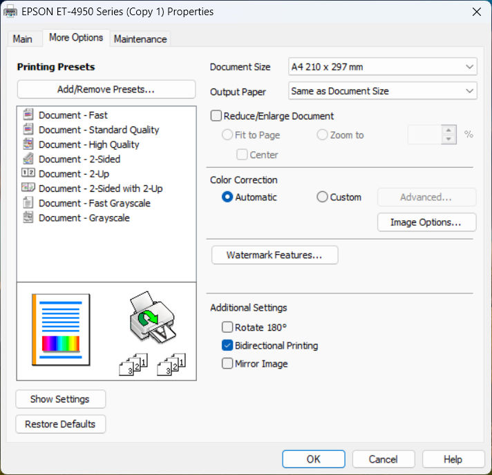 Epson EcoTank ET-4950 inkjet printer