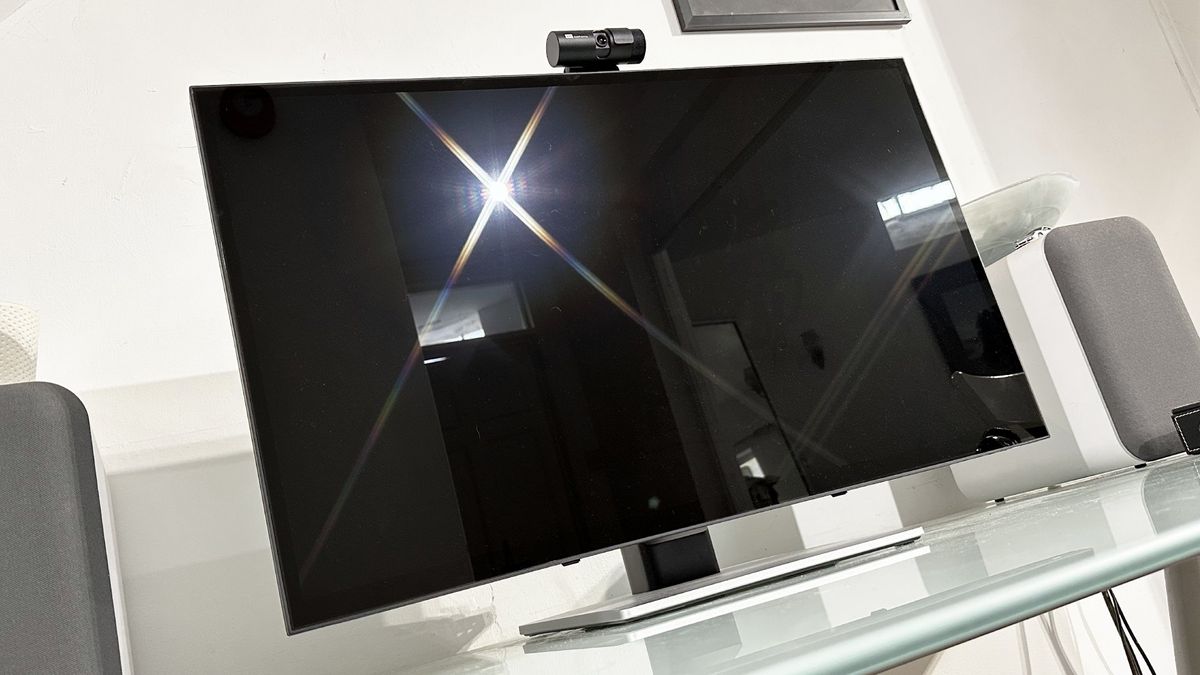 The Acer ProDesigner PE320QXT on a desk in a home office during our testing process