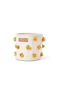 Pehr Pom-Pom Mini Canvas Storage Bin in Marigold: $23.99 at Bed, Bath &amp; Beyond