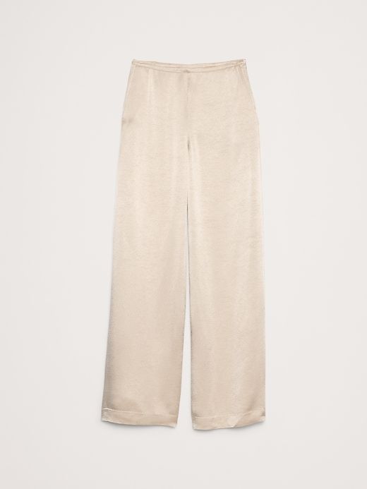 High-Rise Wide-Leg Hammered Satin Palazzo Pant