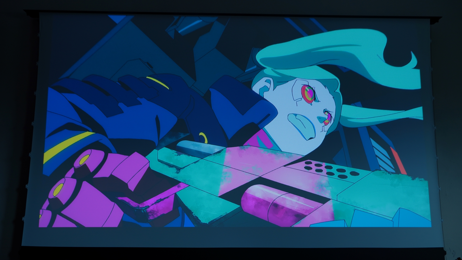 Hisense L9Q beaming an anime character on a screen